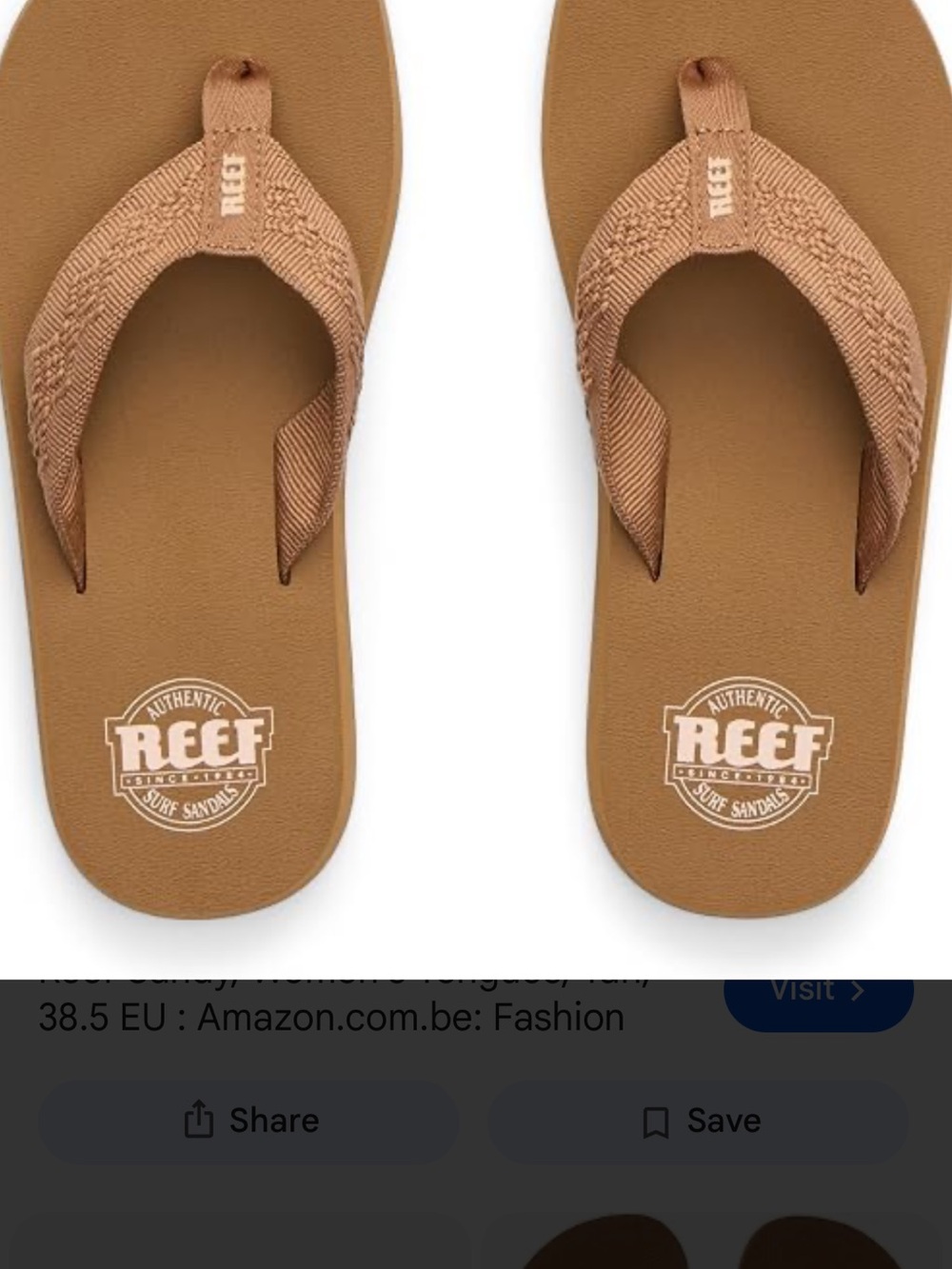 Reef Women’s Tan Sandy Flip Flop Sandals size 8/EU 38.5